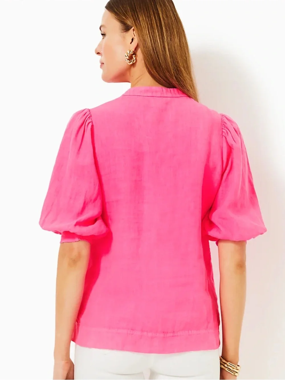 NWT Lilly Pulitzer Mialeigh Top 100% Linen Women’s 0 Passionfruit Pink
